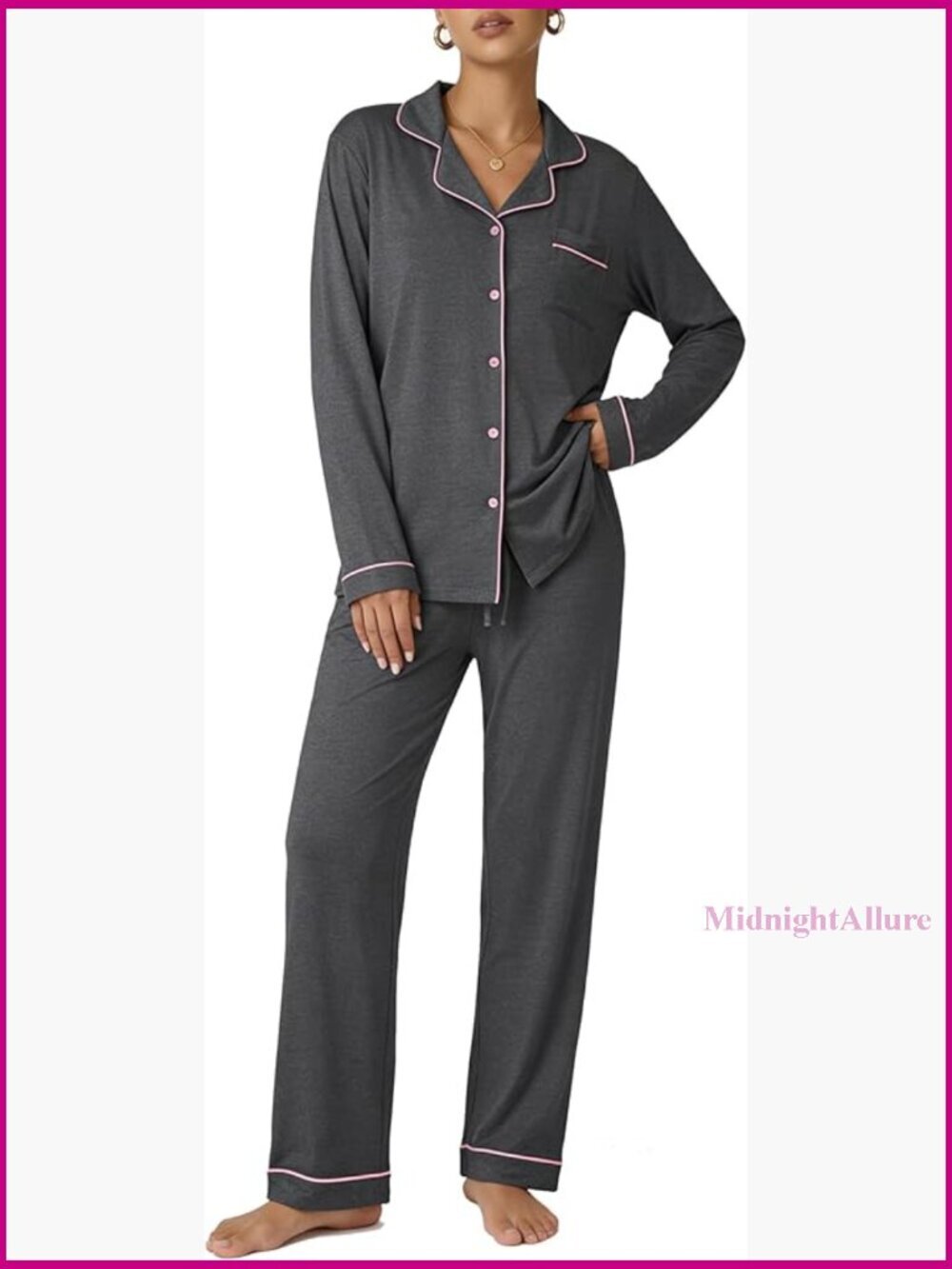Women's 2-Piece Button Down Pajama Set Soft Loungewear PJs